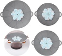 3 Pcs Silicone Spill Stopper Lids, 3 Sizes Splatter Covers, Reusable Lids with Flower Vent, Universal Pot Covers, Boil-Over Protectors, Safe for Microwave, Oven, Stovetop, Dishwasher
