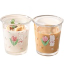 Ivymei Set of 2 12 OZ Floral Drinking Glasses Flower Glass Coffee Cups Cute Glass Cups for Juice,Iced Tea,Coffee,Latte,Milk,Dessert,Stackable Rabbit Glassware Drinkware Set(purple)