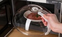 2PACK Food dust Cover, Microwave Cover for Food, Clear Glass Microwave Cover Pot lid, Dishes with steam Port, 10.2 * 3.9 inch, Ensure Microwave Oven Cleaning Dishwasher Safe 2PACK