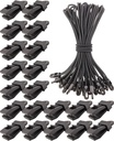 Tarp Clips Heavy Duty Lock Grip - 40 Pack Tarps Clamps, Fasteners Clips Holder, Small Bungee Cords with Hooks 10 Inch, Tarp Tie Downs (Black)