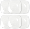 Blcculi 7.5'' Porcelain Dinner Plates,Set of 6 Square Dinner Plates,Porcelain Dessert Plate,White Square Serving Plate for Salad, Pasta, Steak,Snacks