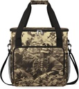 Retro Skeleton Gothic Coffee Maker Carring Bag Travel Carrying Storage Tote Bag Compatible Portable Single Serve Coffee Brewer Case with Pockets for K-cup Pods