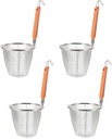 Angoily Pasta Strainer, 4PCS Mesh Pasta Basket with Wooden Handle, Stainless Steel Spider Strainer Sieve Noodle Strainer Blanching Basket, Deep Colander Insert for Pot for Kitchen Frying Cooking