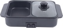 Mini Shabu Shabu All-in-One Cooker Hot Pot with Grill,2 in 1 Indoor Non-Stick Electric Hot Pot and Frying Pan,Independent Temperature Control for Indoor Outdoor Party (gray)