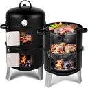 47 * 41.5 * 82cm black double-layer cylindrical smoking stove with stainless steel door and iron carbon furnace