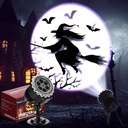 Halloween Projector Light with 1 Film Slides Holiday LED Projector Lights Outdoor Reflectors Waterproof Landscape Decorative Rotation Lighting Movement Projection Lamp(Witch)