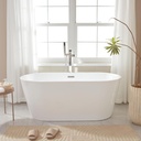 Vanity Art 59" Free Standing Tub Non-Slip Contemporary Design Freestanding Bathtub Soaking Tub with Overflow and Pop-up Drain, UPC Certified