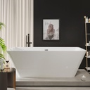 Garvee 66 in Acrylic Freestanding Bathtub - Extra Deep Soaking Tub for Adults, Stand Alone Tub with Integrated Overflow Drain, CUPC Certified Modern Bathroom Tub, White