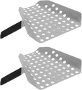 2pcs Fries Scoops,304 Stainless Steel Popcorn Speed Scoop with Holes for Removes Unpopped Kernels Ergonomic Single Handle French Fry Scooper for Filling Bags and Boxes