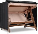 Velway Outdoor Swing Cover - Triple Seater Waterproof Patio Hammock 87x49x70 - All Weather Windproof Glider Chair for Garden Furniture, Black