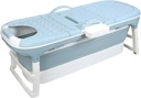 Portable Bathtub for Adults,Large 50 inch Collapsible Bathtub with Lid,Reusable Freestanding Foldable Tub,Collapsible Hot Bath Ice Bath SPA Tub Soaking Bath Tub for Small Space (50inch Blue)