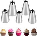 5Pcs Large Piping Tips Set, Stainless Steel Frosting Tips, Cake Decorating Tips for Cupcakes Cakes Cookies Decorating