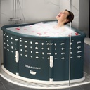 Portable Bathtub for Adult, Fan-shaped Foldable Bathtub, Large Collapsible Tub, Freestanding Surround Collapsible Tub, Folding Corner Bathtubs (Gark Green)