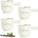 Yesland 4 Pack Espresso Coffee Measuring Cups with Dual Scale, 3 OZ Ceramic Milk Creamer Pitcher with Handle, Espresso Shot with V-Shaped Mouth for Milk Frothing Coffee, Table Serving, Salad Sauce