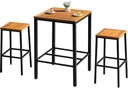 Greesum 3 Piece Patio Acacia Wood Bar Set with high Table and 2 Chairs All-Weather Outdoor Furniture for Backyard, Deck, Garden, Porch,Black