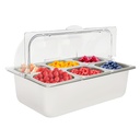Countertop Ice Food Serving Display Container, 6 Pans Ice Food Serving Display Tray with Clear Roll Top Cover, Hot & Cold Buffet Condiment Dispenser Display Rack for Restaurant Hotel Kitchen Party