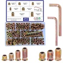 200pcs Threaded Inserts for Wood, 1/4"-20 5/16"-18 Screw in Nut Assortment Kit, Hex Drive Nut Insert for Home Office Furniture