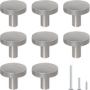 DonYoung 8 Pack Cabinet and Drawer Knobs, Bifold Barn Door Handle- Stylish Round Pulls for Bi-Folding Sliding Barn Door, Kitchen, Dressers, Cupboard and Closets, Brushed Satin Nickel