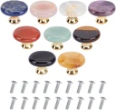 GORGECRAFT 9 Colors Natural Drawer Knobs Gemstone Handmade Crystal Stone Cabinet Knobs Oval Pulls Handle Iron Screws for Wardrobe Kitchen Furniture Hardware Cupboard Dresser Door Jewelry Box Decor