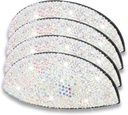 4Pcs Bling Drawer Pulls Flat Cup Pull, Zinc Alloy Handmade Crystal Decoration Knobs Shell Ear Like Handles with Screws for Home Kitchen Bathroom Office Cabinet Dresser Bin Hardware (Multicolor)