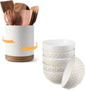 DOWAN 26oz Soup Bowls Set of 6 and 360° Rotating Extra Large Cooking Utensil Holder