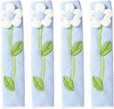 TEHAUX Set of 2 Refrigerator Door Handle Covers - 11 inch Flower Pattern Anti-Static Fingerprint Free Protection for Fridge Handles - Keep Appliance Clean