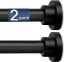 ENJOYBASICS 2 Pack Adjustable Spring Tension Curtain Rods 32 to 66 Inches, Stainless Steel Matte Black Shower Rod No Drilling for Window, Bathroom, Closet, Room Divider, 7/8" Diameter