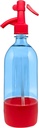 Seltzer bottle for home made seltzer and club soda/vintage style retro seltzer bottle with dispenser (red with blue bottle)