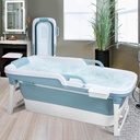 Ice Bath Hot Tub Tub Portable Shower Bathtub for Adult, 51/55 inch Foldable Bathtub with Handle, Large Collapsible Freestanding Surround Collapsible Bathtubs, No Lid Blue 140cm