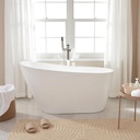 HomeBeyond 55 Inch Free Standing Bathtub | Acrylic Freestanding Soaking Tub, Modern Bathroom Stand Alone Tub Suitable for Single Person Bathing