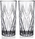 12oz Textured Collins Glass Set of 4 - Dishwasher Safe for Iced Tea, Sparkling Lavender Lemonade & Tom Collins