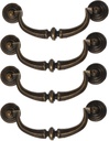 Amosfun 4pcs Vintage Bronze Decorative Cabinet Pull Handles for Drawer Closet and Furniture Premium Simple Style Antique Design