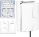 Outlet Cover Box for Child Safety (2 Pack) Duplex & Decorator Electrical Outlet Plates, Concealed Access Buttons, and Spacious Compartment - Jool Baby