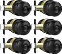 Privacy Door Knob, Matte Black Door Knobs Interior Keyless Locks Set(6 Pack), Bedroom Bathroom Door Knob with Lock, Reversible for Left/Right Door Handle