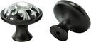 LBFEEL 4 Pack Ceramic Drawer Knob Black and White Rustic Dresser Drawer Pull Handle for Kitchen Cabinet Knob Furniture Hardware (4, Single Hole knob)