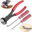 3Pcs Upholstery and Construction Staple Remover Set Contains 7" End Cutting Pliers, 8" Angled and Straight V Tip Nail Puller for Furniture Floor Wall Car Photo Frame