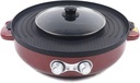 2 in 1 Electric Smokeless Grill and Hot Pot BBQ Grill, Non-Stick Surface, Adjustable Temperature Control, Removable Plates for Easy Cleaning, Indoor Outdoor Use for Family Gathering, Camping, Party
