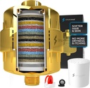 SparkPod 23 Stage Shower Head Filter for Dry Hair and Skin - High Output Universal Shower Filters to Remove Toxic Chemicals, Chlorine & Heavy Metals (Egyptian Gold)