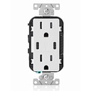 Leviton 30W (6A) USB Dual Type-C/C Power Delivery In-Wall Charger with 15A Tamper-Resistant Outlet, USB Charger for Smartphones, Tablets, Laptops, T5635-W, White