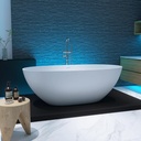 65'' Freestanding Bathtub Resin Stone Soaking Freestanding Tubs Matte Solid Surface Flatbottom Tub with Overflow and Pop-up Drain - White…