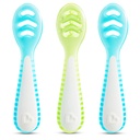 Munchkin® Gentle Dip™ Baby Spoons for Self Feeding and Baby Led Weaning, 3 Pack, Blue/Green