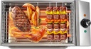LOYALHEARTDY Commercial Electric Grill Griddle, Electric Indoor Grill BBQ Grill with Temperature Control, Removable Grill and Griddle Plates, Stainless Steel Flat Hotplate Smokeless Grill