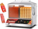 WantJoin Commercial Hot Dog Steamer - 36L/38QT Electric Hot Dog Steamer with Bun Warmer, Stainless Steel Hot Dog Cabinet with Tempered Glass 200-275 Sausages & 40-45 Buns, 1200W