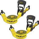 STANLEY S1007 Black/Yellow 1.5" x 16' Ratchet Tie Down Straps - 1,100 lb Safe Working Load / 3,300 lb Break Strength, 2 Pack