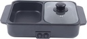 Hot Pot Electric Grill 2 in 1 Indoor Non-Stick Smokeless Grill with Dual Temperature Control, Portable Multifunctional for Korean BBQ, Serves 1-4 People